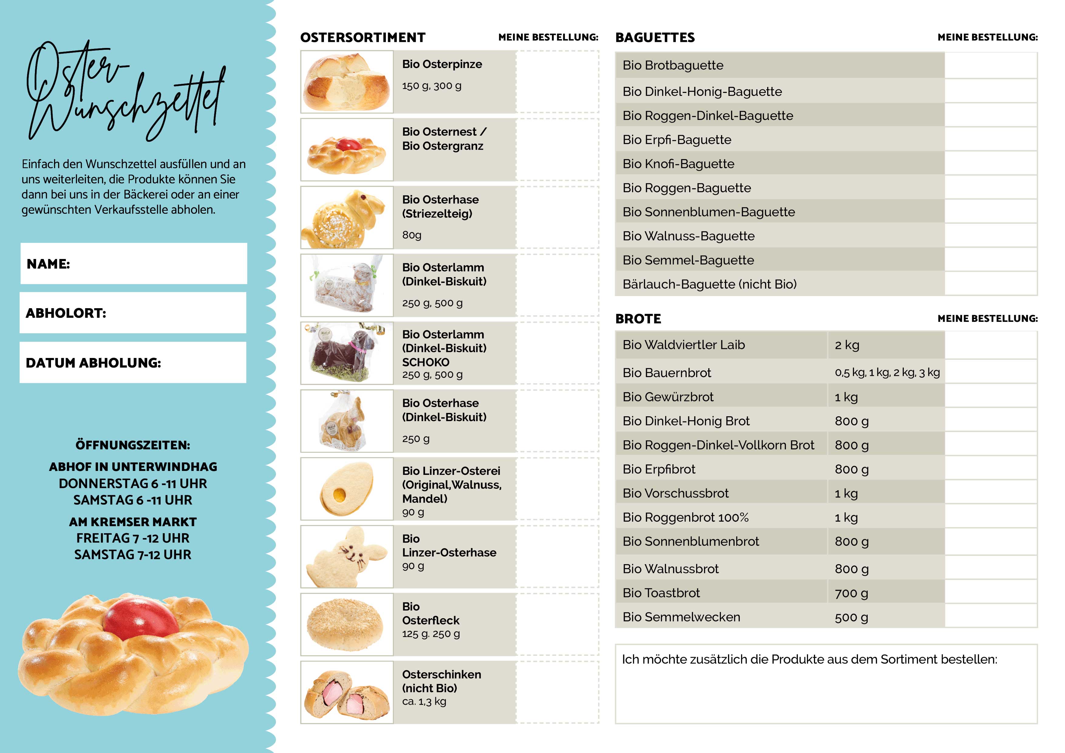 Oster-bestellliste